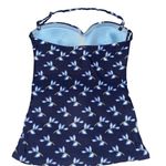 Anne cole  Women's Blue Floral Halter Tankini Top Size L Photo 2