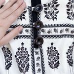 Anthropologie • Woodblock Midi Dress cream brown floral print stretch twill Photo 5