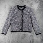 Ann Taylor Petite Tweed Jacket Womens LP Multicolor Fringe Trim Boucle Blazer Photo 1