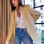 Joie NWT  Leather Faux Tan Beige Blazer Coat Jacket Blogger Pinterest Fav Cream Photo 1