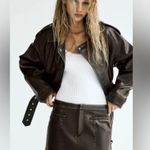 ZARA NWT  BROWN FAUX LEATHER MINI SKIRT SIZE M Photo 1