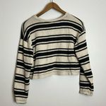ZARA Black Ivory Striped Cropped Rustic Sweater Photo 8