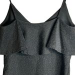 ZARA Black Knit Metallic Glitter Ruffle Flounce Bodysuit Size Medium 6096/003 Photo 7