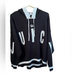 Juicy Couture  Black Silver Logo Hoodie Women's XL Long Sleeve Spellout Pullover Photo 1