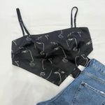 Forever 21 Black Abstract Face Print Tie Top Photo 0