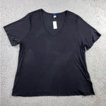 Old Navy  Luxe V Neck T Shirt Black Short Sleeve Top Women XL Minimalist Basic Photo 0