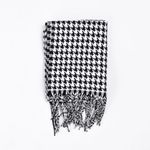 Houndstooth Black White Soft Knit Scarf New Alabama Skinny Long Fringe Unisex Photo 2