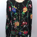 Designers Originals Studio Ugly Christmas Sweater Cardigan Embroidered Santa Size 1X Photo 0