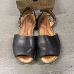 Born Trang Comfort Sandals Women's Size 10M Slingback Peep Toe Leather Flats Black Photo 5