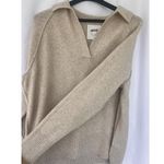 Aerie Cropped Cable V Neck Polo Sweater Oatmeal Chunky Cozy Women’s Size XS Photo 3