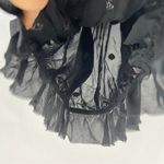 EXPRESS Y2K Black Silk Sequin Beaded Ruffle Tie Neck Sleeveless Halter Top S Photo 7