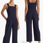 Club Monaco  Dark Blue Grid Window Pane Pattern Jumpsuit 6 Navy Photo 1