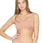 l*space NWOT L* Putty Wilder Bralette Bikini Top Ruched Tie Front Asymmetrical S Photo 0