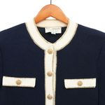 St. John  Evening Santana Knit Navy Blue Gold Nugget Buttons Jacket *Flaw 4 Photo 1