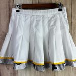 Elegant White Skater Skirt with Yellow and Black Details Size 12 Photo 0