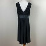 Jones Wear Dress 14 Black Empire A-Line Knee Length Pleat V-Neck Cocktail Party Photo 4