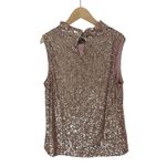 Cable & Gauge Blush Pink Sequin Mock Neck Sleeveless Top Size Medium Photo 2