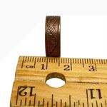 Vintage Copper Ring Aztec Tribal Pattern Band Ring Women's Old Money Brown Photo 4