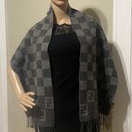 Fendi Checkered Wool Scarf with Fringe Photo 0
