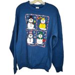 Vintage‎ Fruit of the Loom Christmas Snowman Sweatshirt Blue Size XL Photo 0