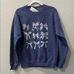 BDG Bows Graphic Oversized Crew Neck Sweatshirt Blue Urban Outfitters NWT XL Photo 7