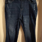 Kancan High Rise Frayed Hem Cropped Jeans Size 2XL Dark Wash Raw Hem KC7340D Photo 0