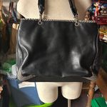 Lauren Ralph Lauren Black Leather Shoulder Bag with Houndstooth Trim Photo 3