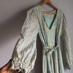 Karina Grimaldi  metallic gold striped tiered midi dress Photo 6