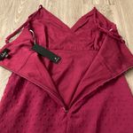 Lulus  For Us to Dance Magenta Swiss Dot Ruffled Midi Dress Size S NWT Photo 12