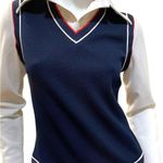 Vintage 1970s Butte Knit Navy Blue Plaid Drop waist Dress Cardigan Knit Set M Size M Photo 4