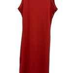 Haute Monde  Red Ribbed Sleeveless Side Slit Midi Bodycon Tank Dress Womens Small Photo 6