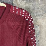 Divided Crop Top Woman's Medium Pearl Accent Ribbed Holiday Party Festival Photo 4