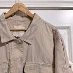 Anthropologie HEI HEI | Jacket Tan Camouflage Linen Blend Cropped Military | XL Photo 3