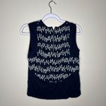 J.Crew Women's Sleeveless Top Navy & White Zigzag Pattern Linen Cotton Blend XS Photo 5
