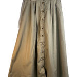 Cabin creek  Aline Button Front Maxi Khaki Skirt Earthy Effortless Neutral Size 8 Photo 0