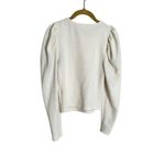 Love Riche  Cream White Puff Sleeve Ribbed Long Sleeve Top Small Photo 1