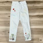 ZARA  Embroidered White High Waisted Slim Jeans Women’s 2 Photo 1