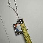 Artsonia Multi Color Art Print Square Silver Tone Necklace Adjustable Length Photo 3