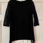 Chico's  Size 1 Lace Shirt Black Sheer Blouse Whimsygoth Romance Chico Medium Top Photo 0