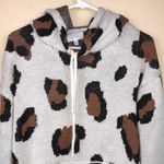 Hayden Los Angeles Women’s Leopard Print Distressed Raw Oversized Hooded Sweater Photo 1