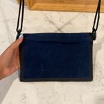 Vintage Stone Mountain suede tri fold crossbody or waist bag western interior Blue Photo 5