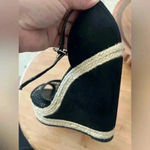 Elle  Black Velvet & Mesh Espadrille Wedge Shoes Women's Size 5 MED Photo 2
