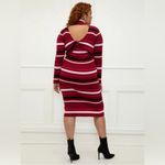 Eloquii  Essentials Striped Red Pink Sweater Midi Dress Stretch Comfy Winter Photo 5