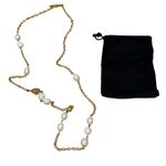 Maje  Freshwater Pearl Gold Tone Necklace Brass Chain Clasp Hiver 2022 Minimalist Photo 5