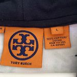 Tory Burch Terry Cloth Hoodie Tunic L chain print blue green white 100% cotton Photo 2