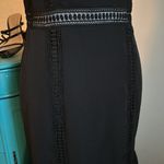 AQUA New  Little Black Midi Dress with Flounce Ruffle Hem Lace Crochet Inlay Photo 4