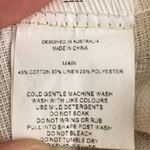 Linen Lux  cream tan gold‎ linen blend knot tank M Photo 7