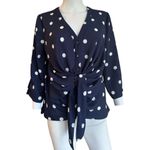 NY&C NWT small navy blue with polka dots button down front bow detail​​​​ Photo 3