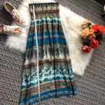 she's cool Blue Brown Flowy Paisley Strapless Maxi Dress Photo 3