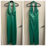 Liv Foster Foiled Satin Green Halter Dress 6 Photo 2